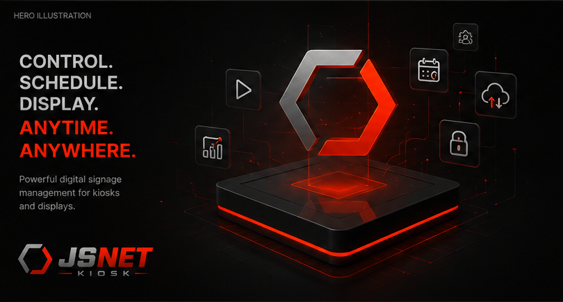 JSNET Kiosk dashboard and display illustration